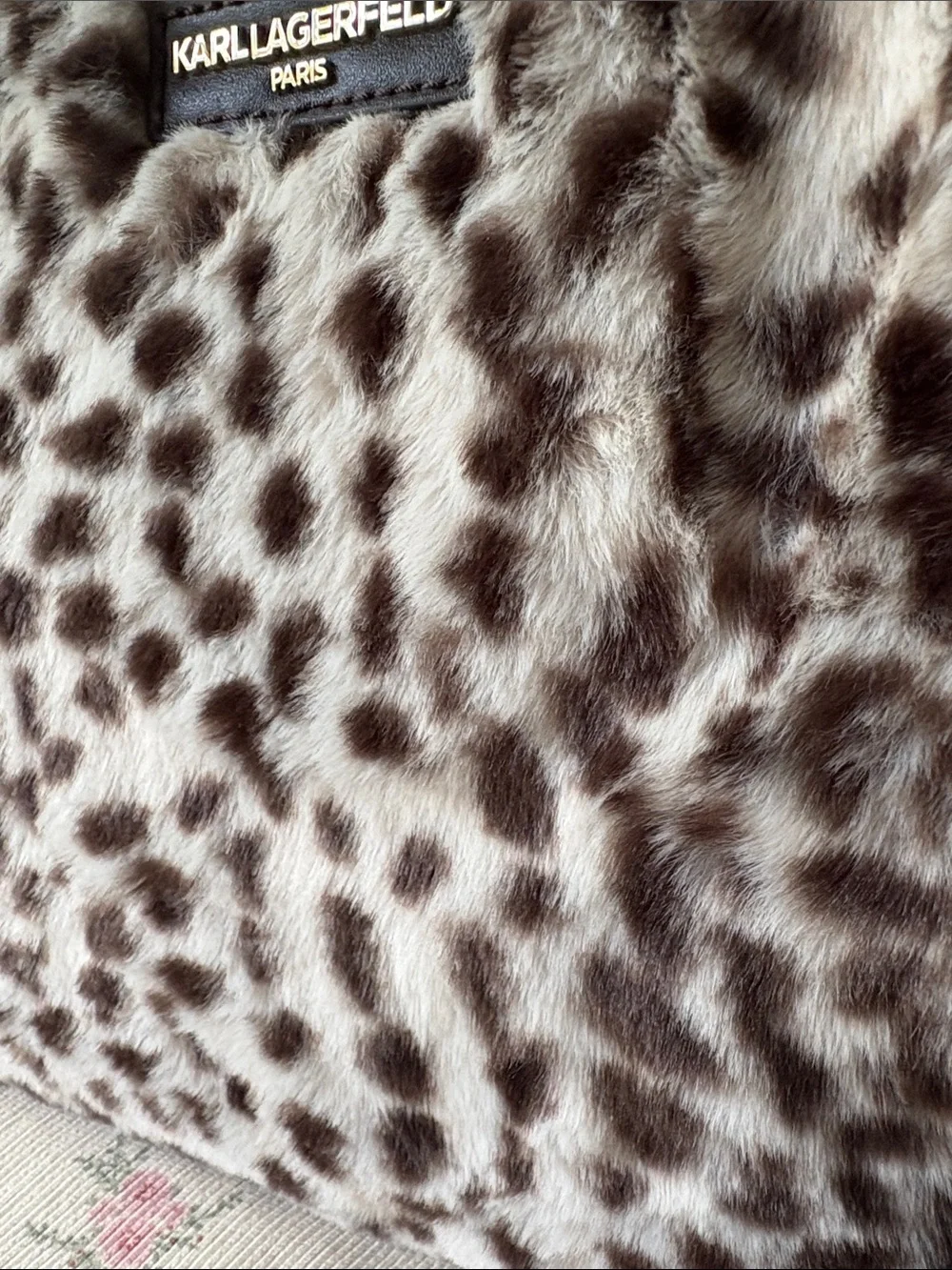 Karl Lagerfeld Faux Fur Leopard Satchel - Brown & White